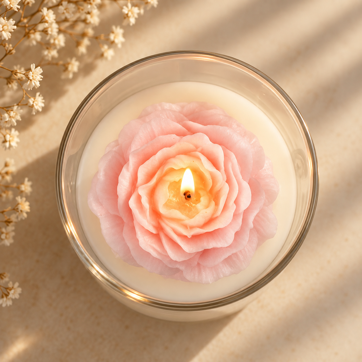Celestine British Rose Scented Clear Glass Jar Candle