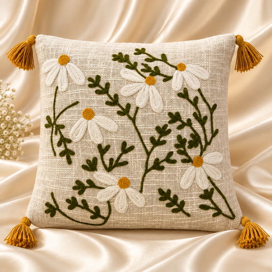 Aurelia Handloom Embroidered Botanical Cushion Cover