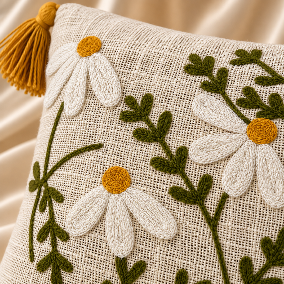 Aurelia Handloom Embroidered Botanical Cushion Cover