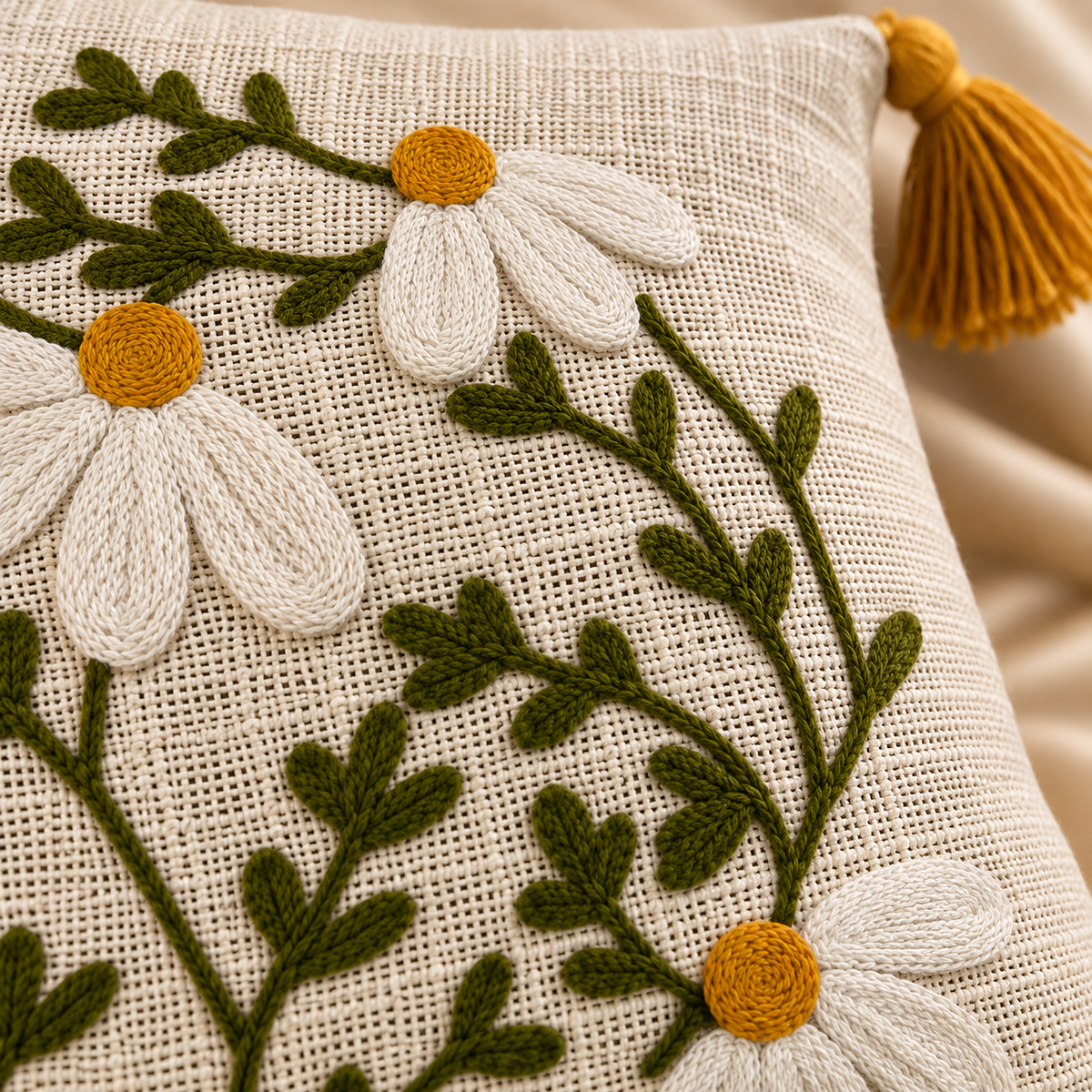 Aurelia Handloom Embroidered Botanical Cushion Cover