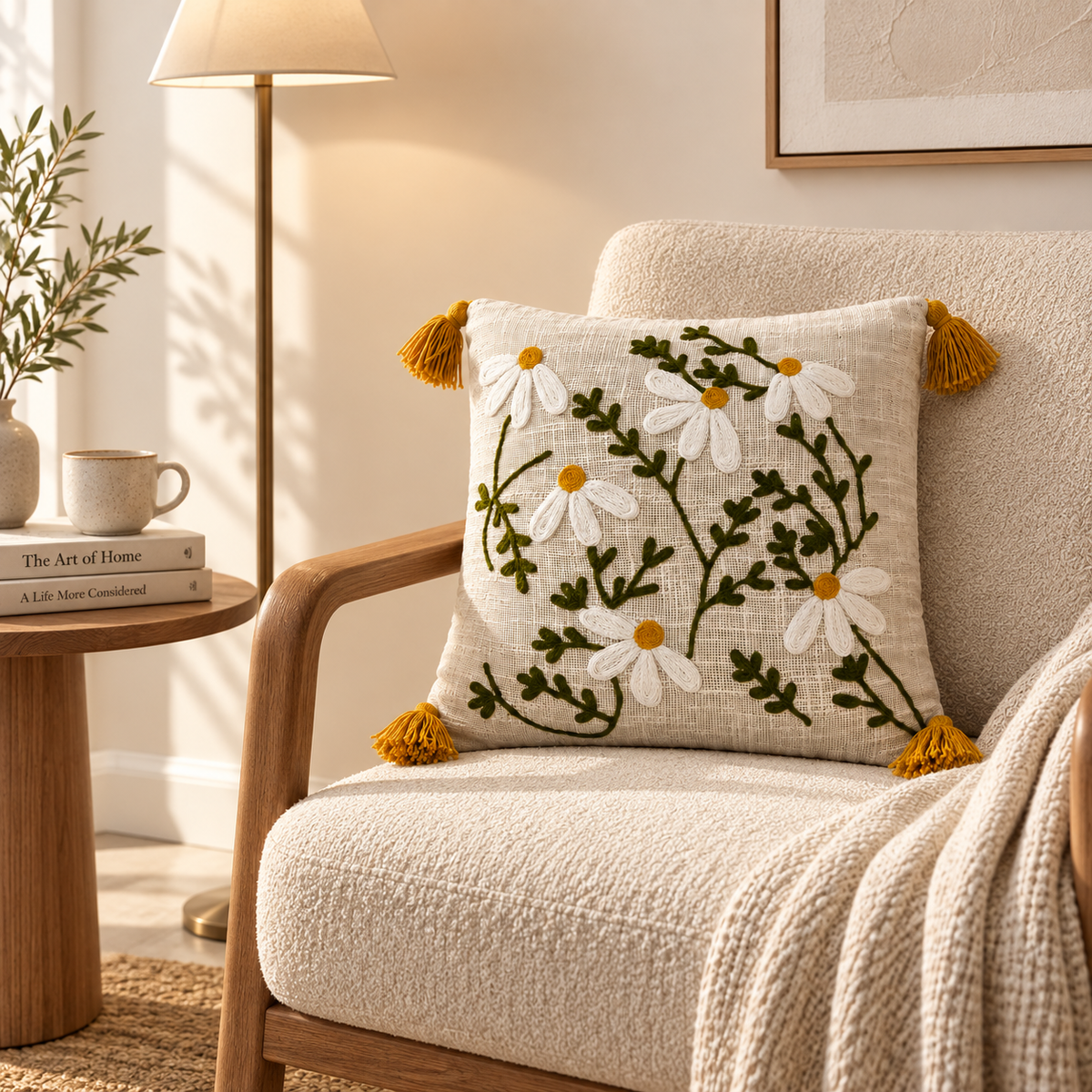 Aurelia Handloom Embroidered Botanical Cushion Cover