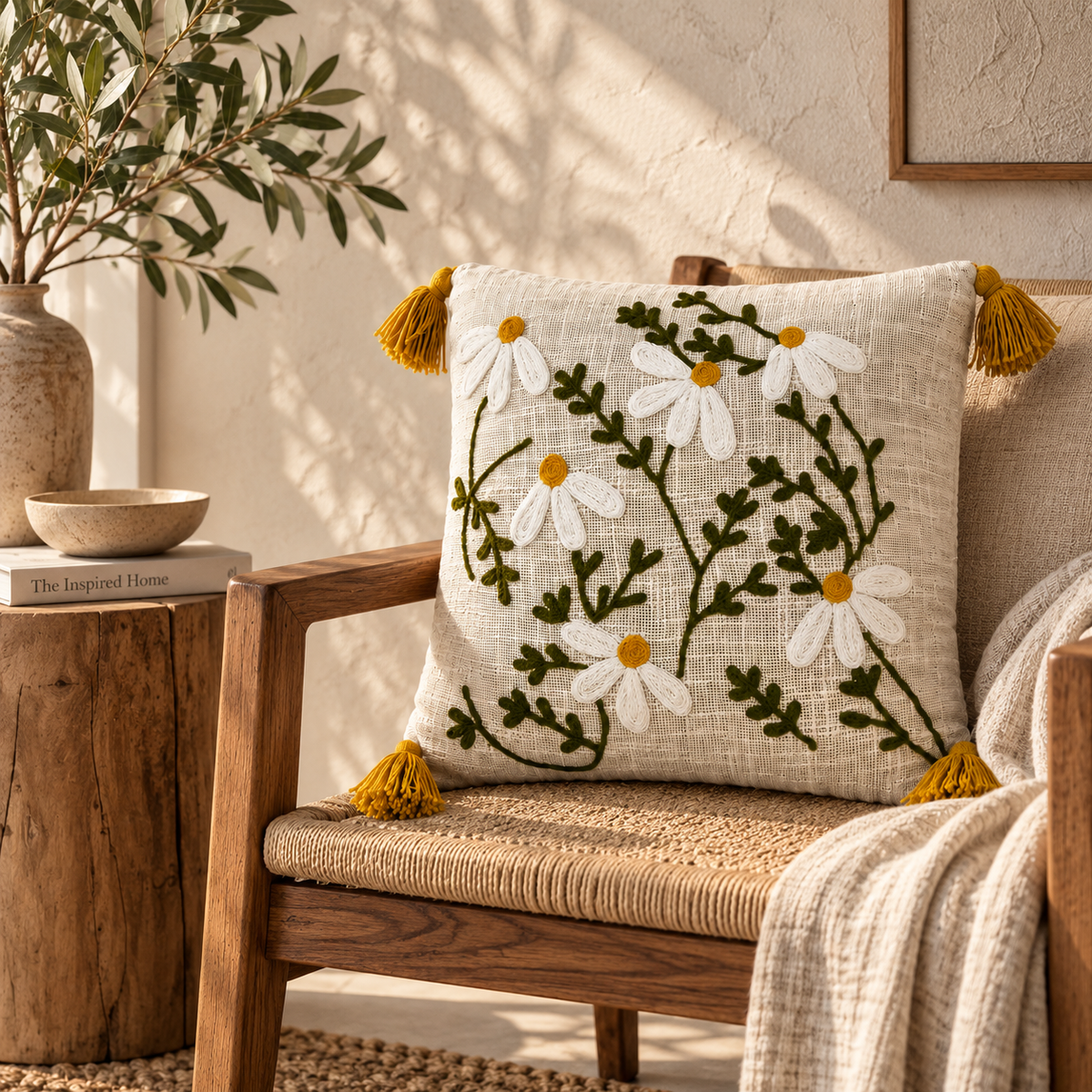 Aurelia Handloom Embroidered Botanical Cushion Cover