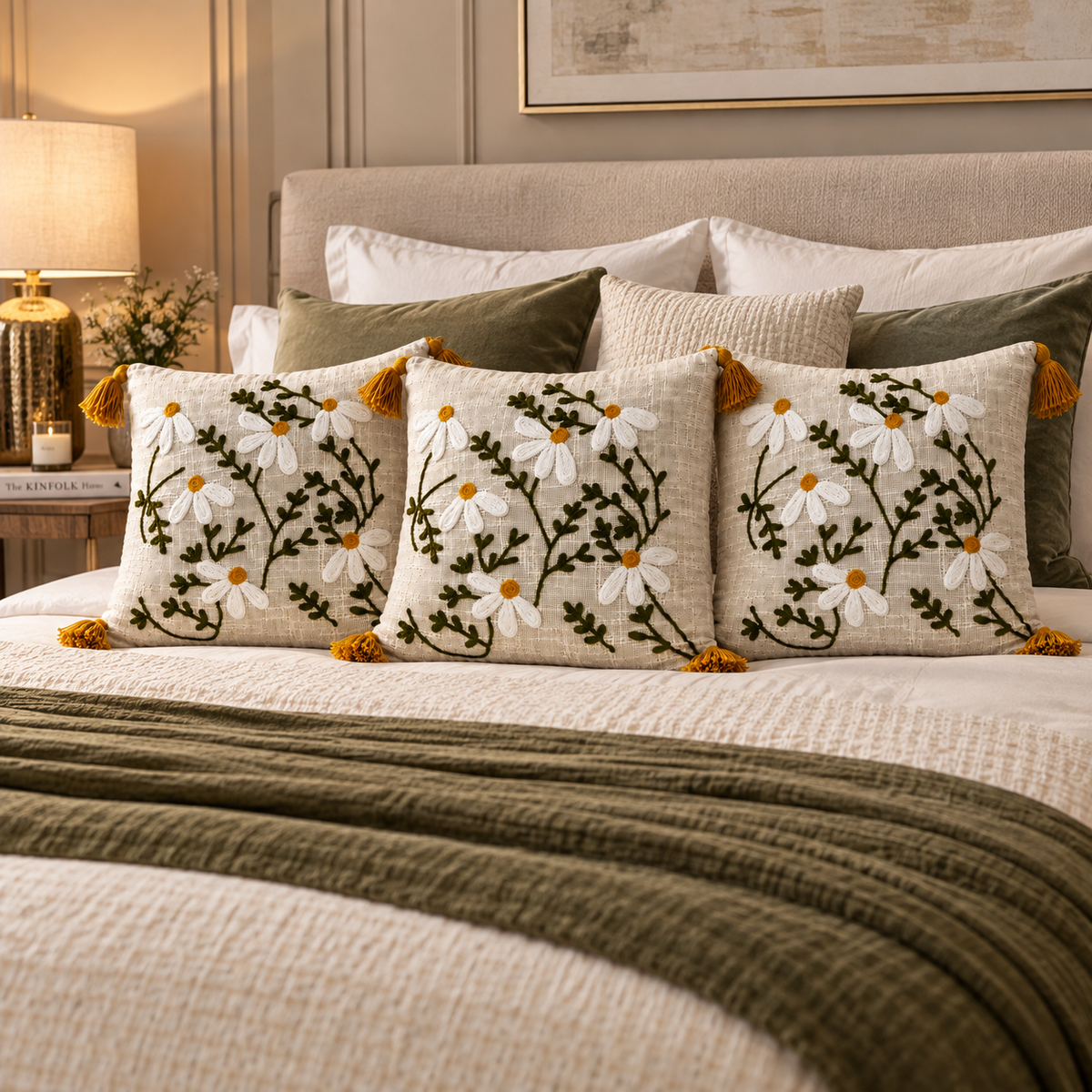 Aurelia Handloom Embroidered Botanical Cushion Cover