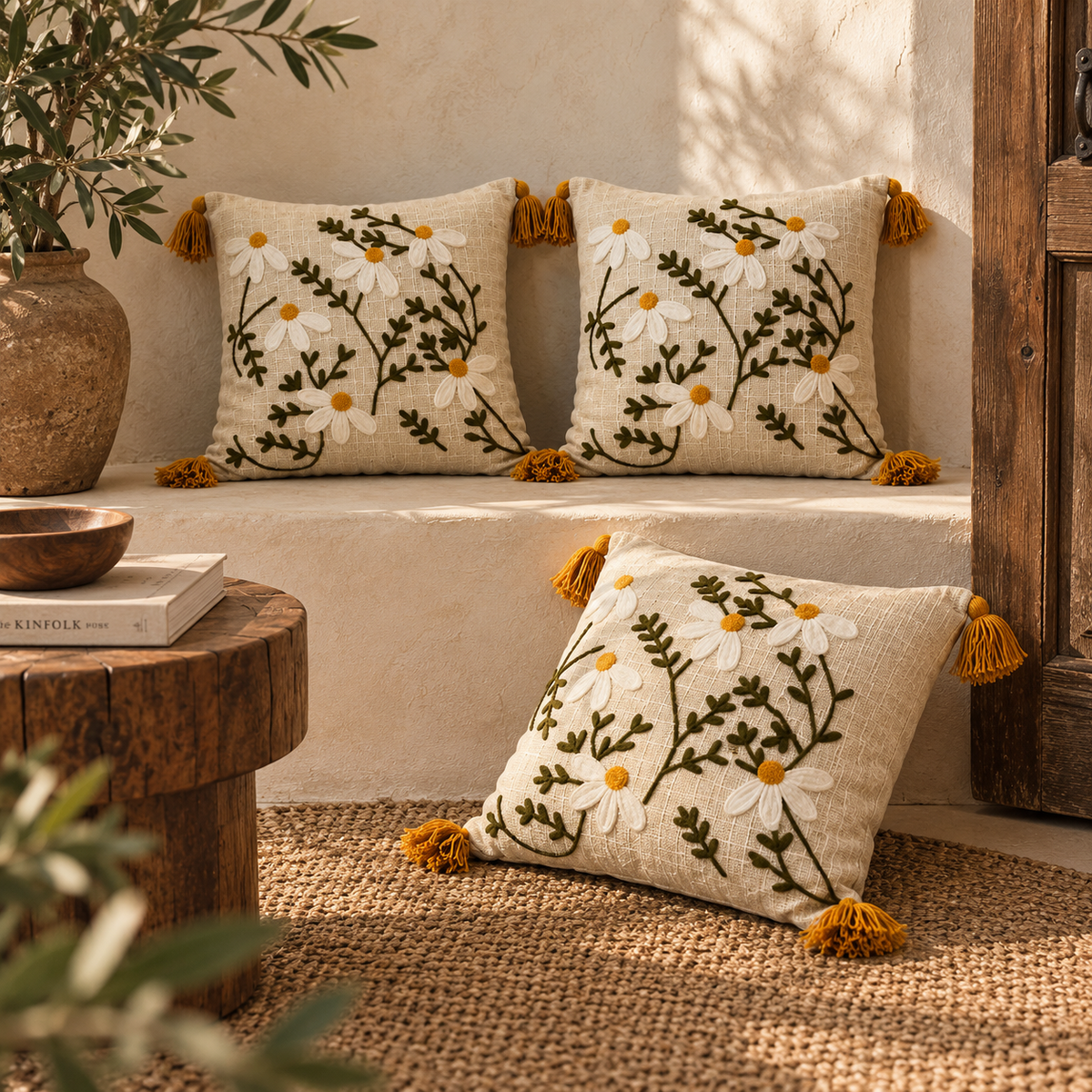 Aurelia Handloom Embroidered Botanical Cushion Cover