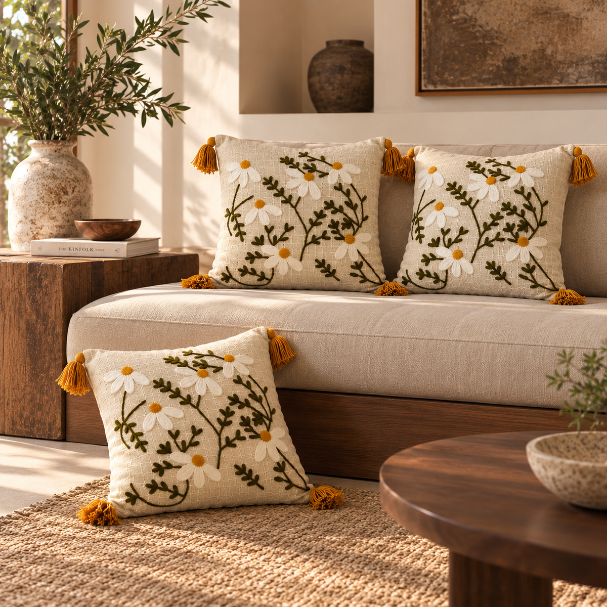 Aurelia Handloom Embroidered Botanical Cushion Cover