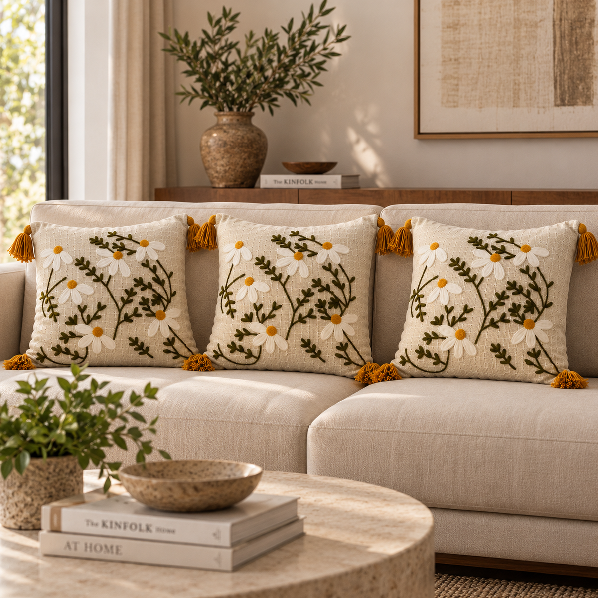 Aurelia Handloom Embroidered Botanical Cushion Cover