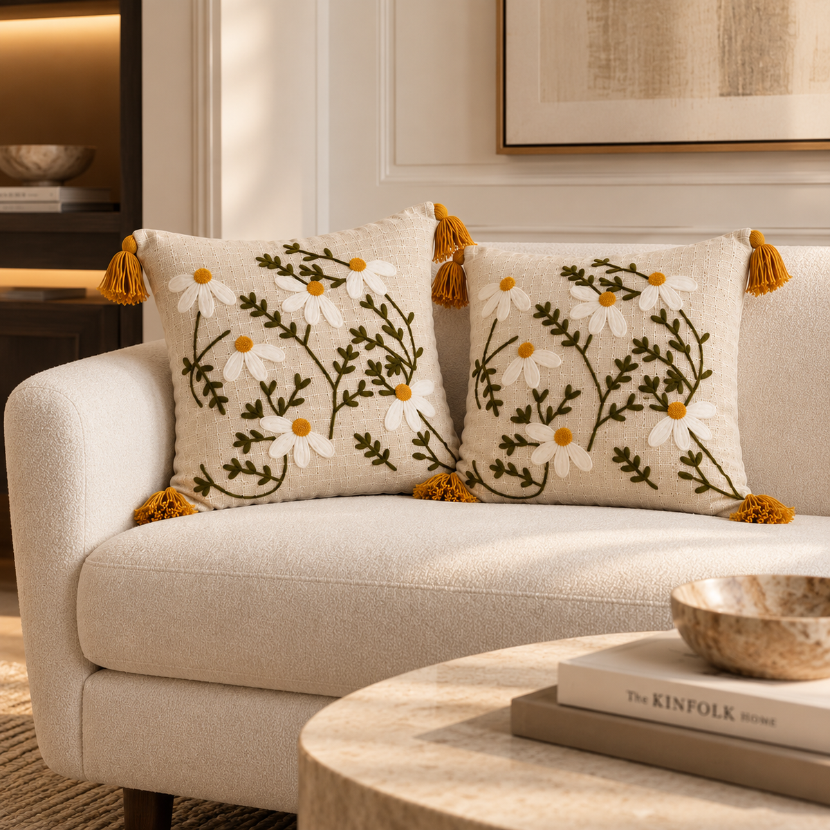 Aurelia Handloom Embroidered Botanical Cushion Cover
