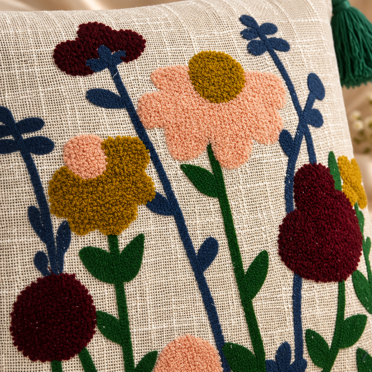 Kairavi Handloom Embroidered Floral Cushion Cover