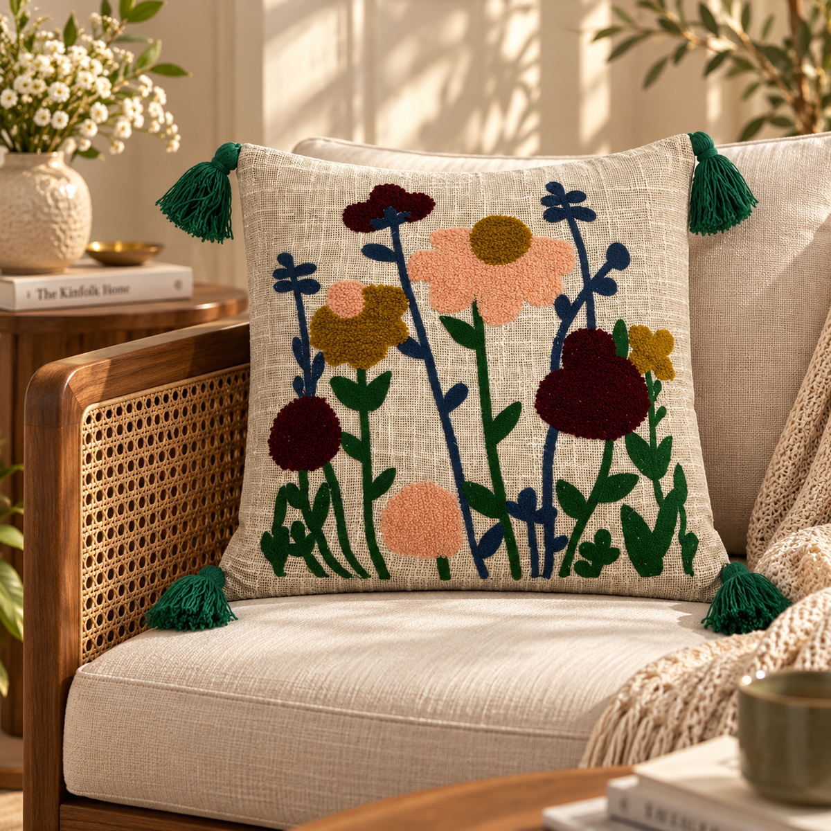 Kairavi Handloom Embroidered Floral Cushion Cover