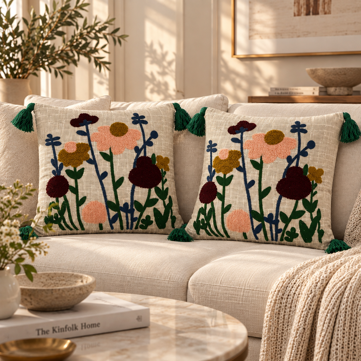 Kairavi Handloom Embroidered Floral Cushion Cover