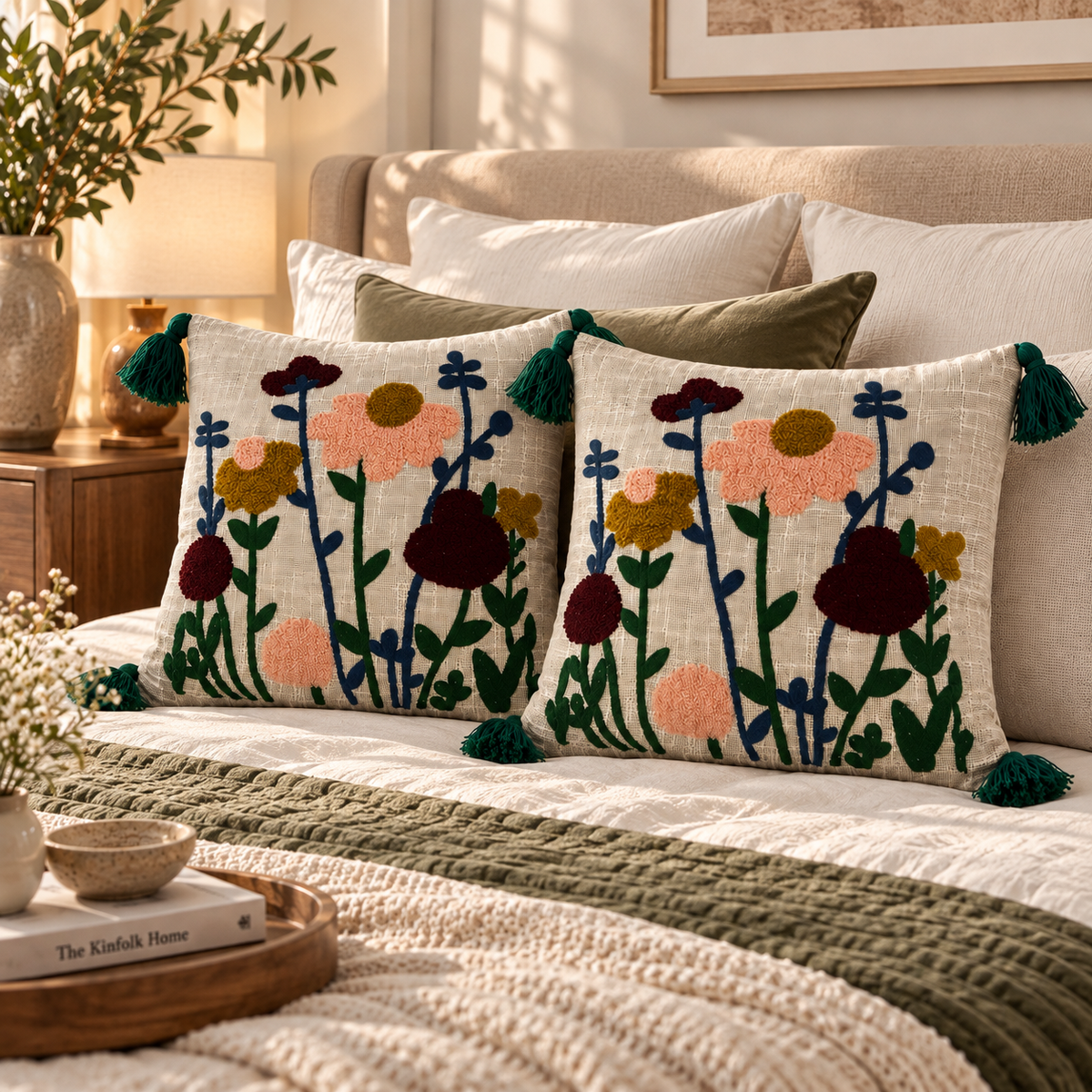 Kairavi Handloom Embroidered Floral Cushion Cover