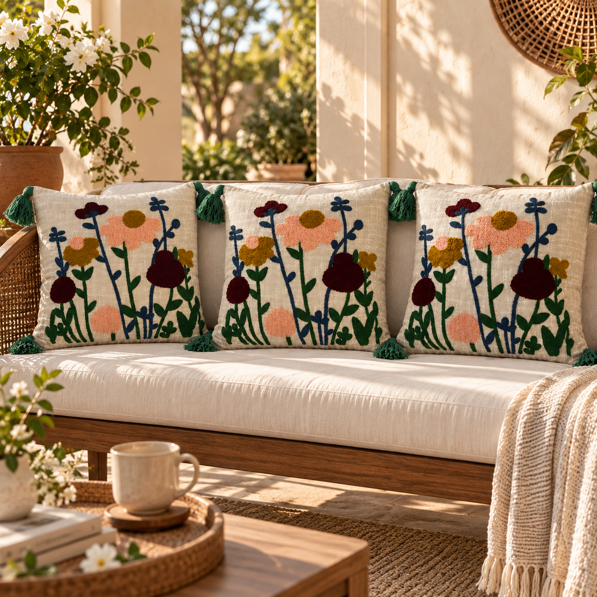 Kairavi Handloom Embroidered Floral Cushion Cover