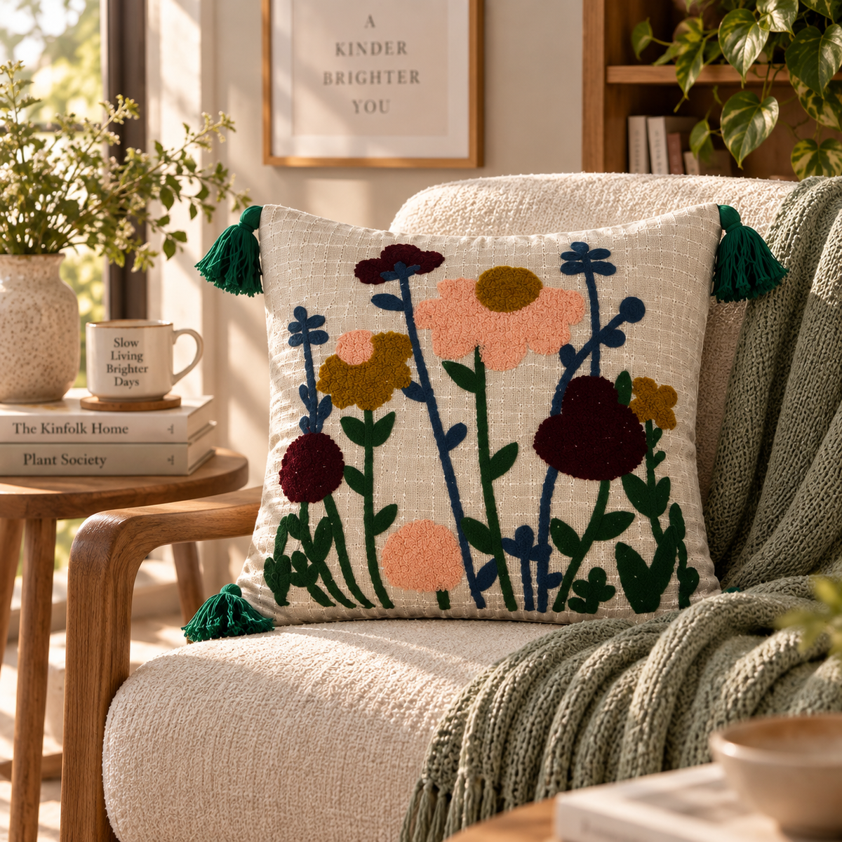 Kairavi Handloom Embroidered Floral Cushion Cover