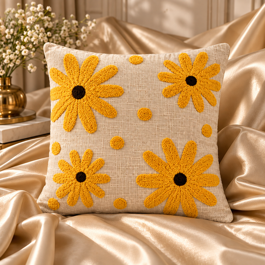 Aarika Handloom Embroidered Floral Cushion Cover