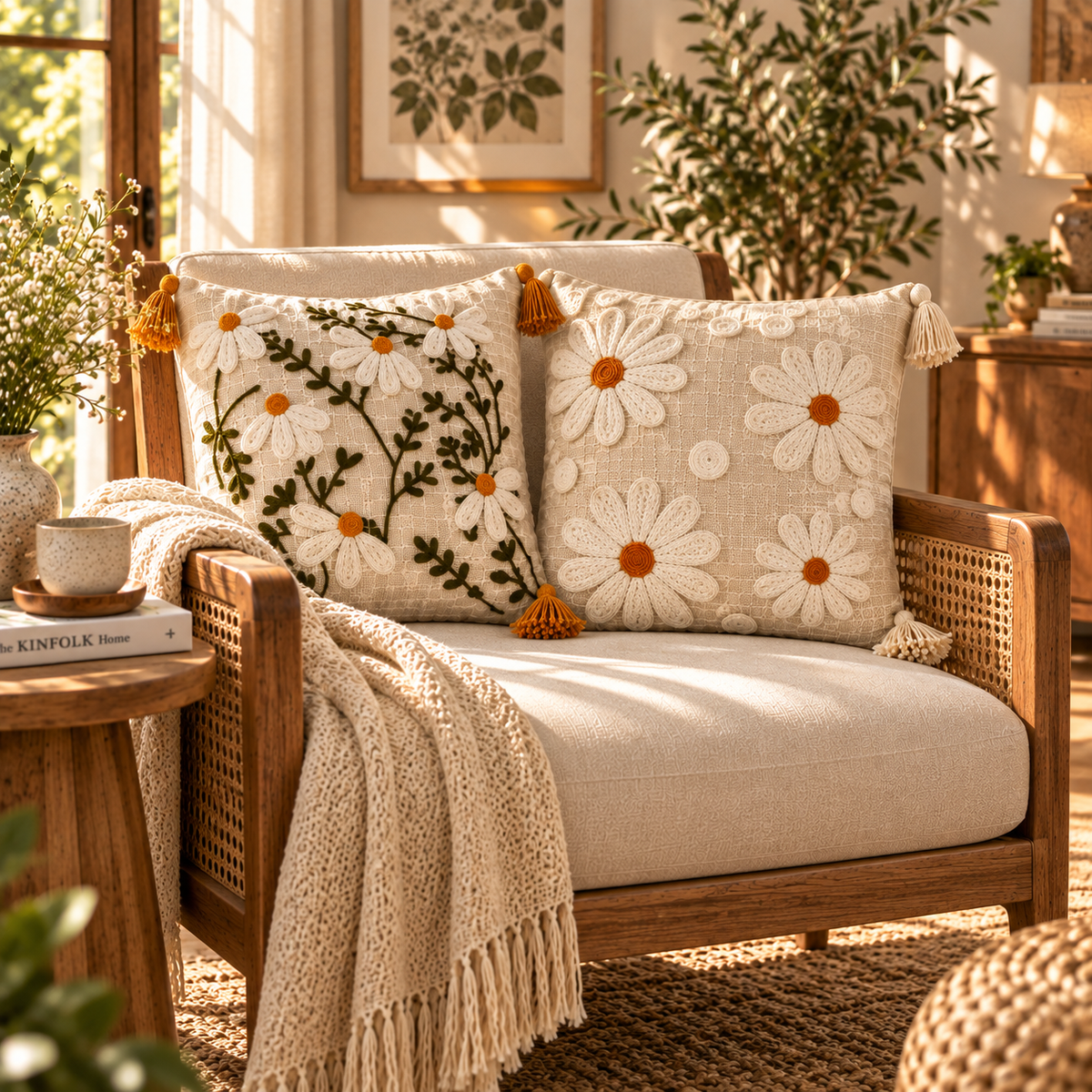 Meadow Bloom Handloom Cushion Cover Set of 4
