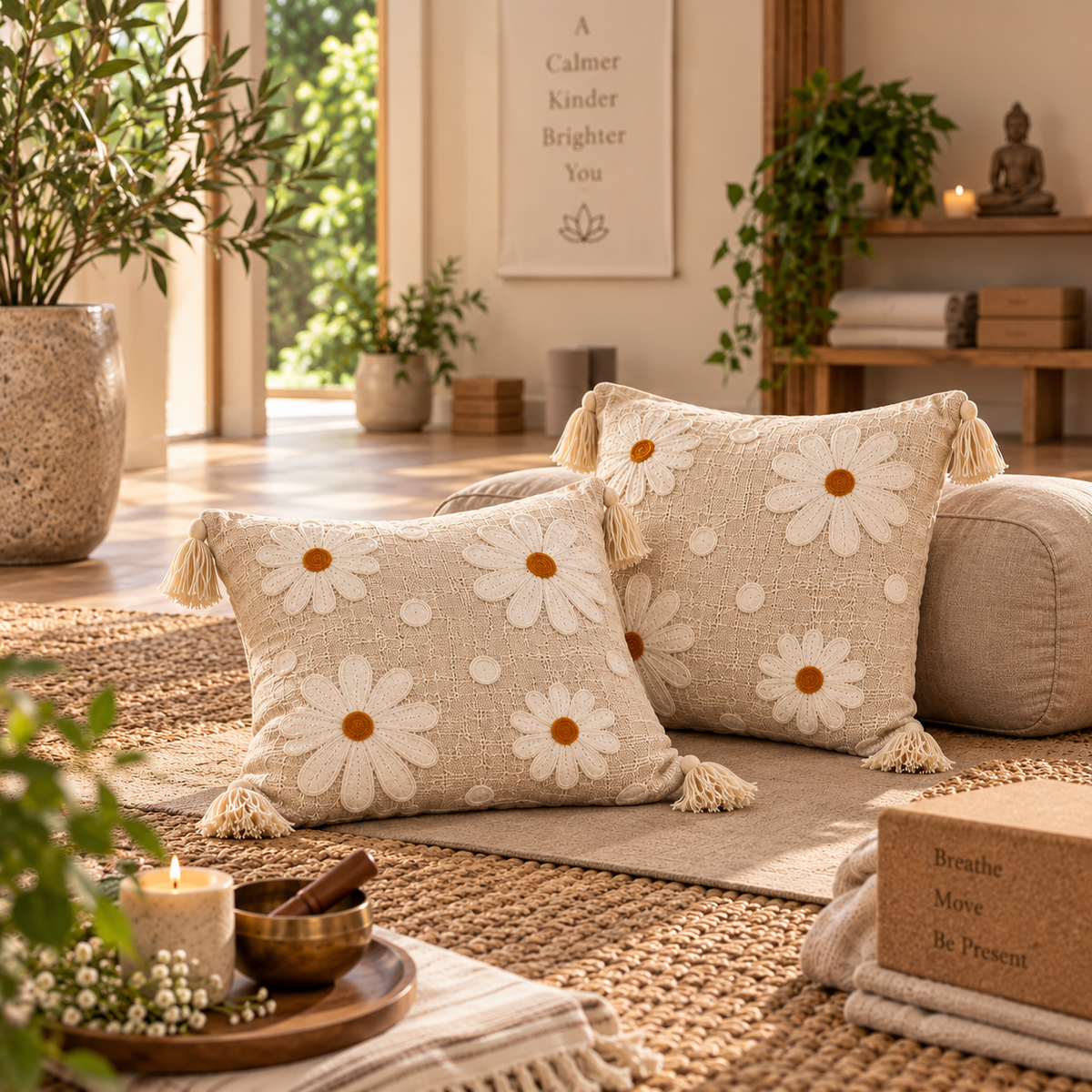 Elara Handloom Embroidered Floral Cushion Cover