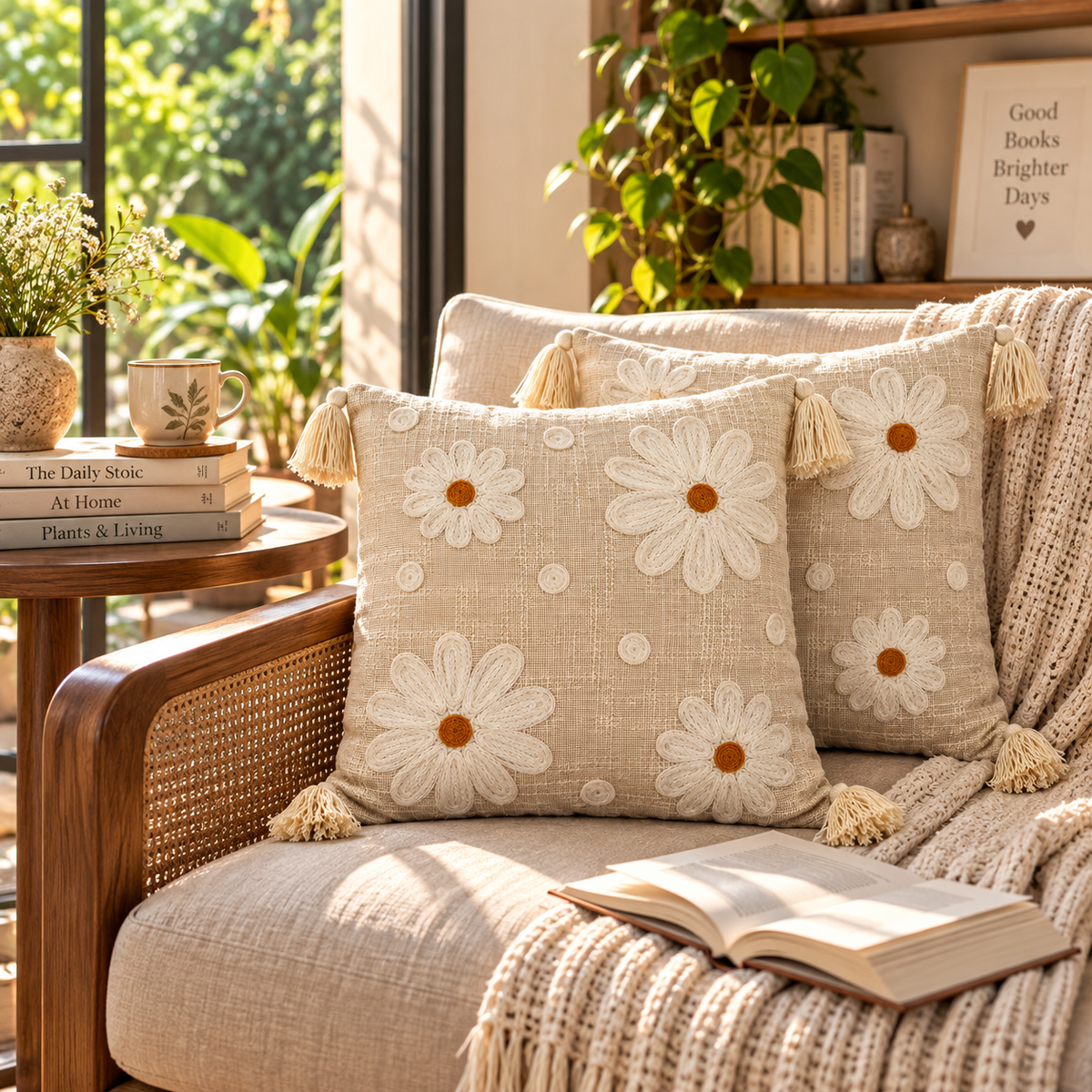 Elara Handloom Embroidered Floral Cushion Cover