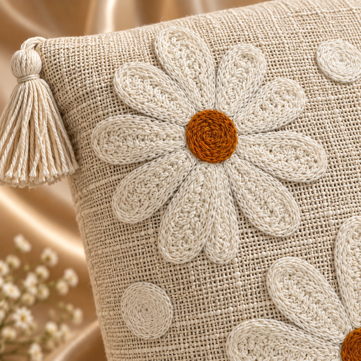 Elara Handloom Embroidered Floral Cushion Cover