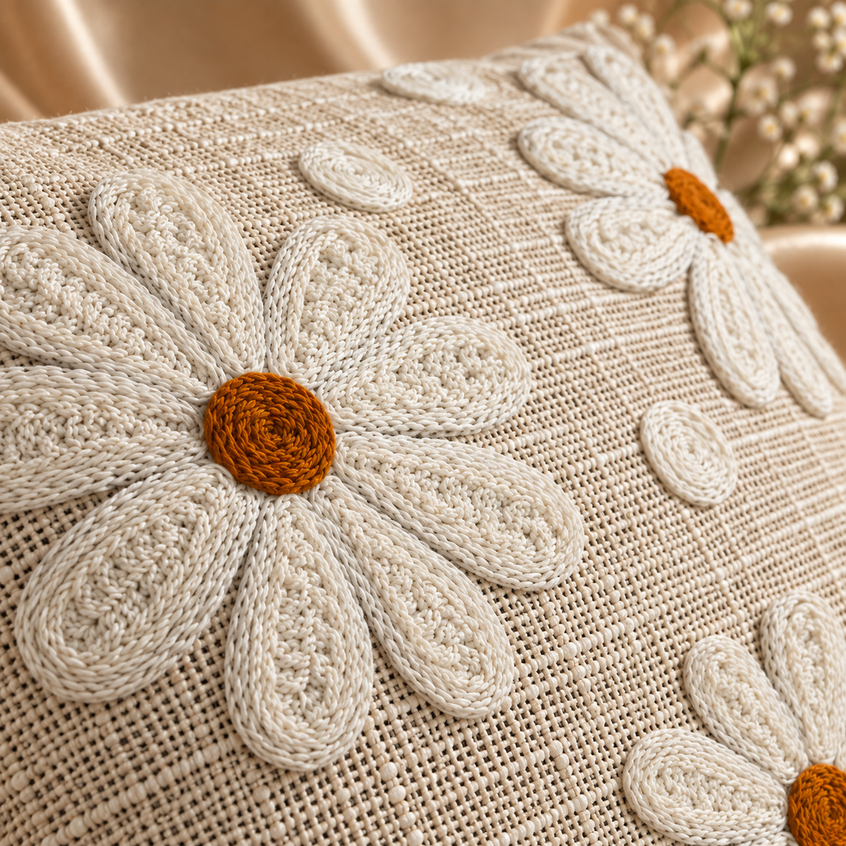 Elara Handloom Embroidered Floral Cushion Cover