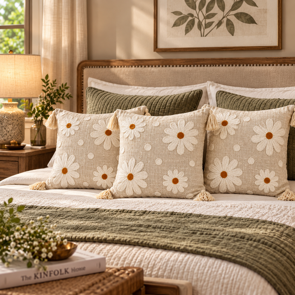 Elara Handloom Embroidered Floral Cushion Cover