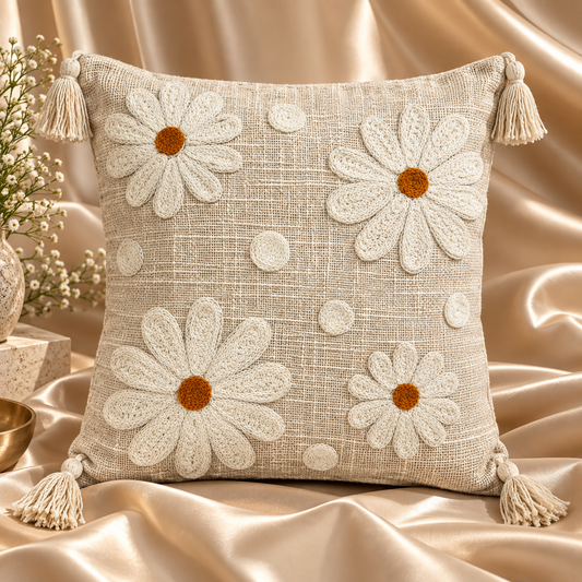 Elara Handloom Embroidered Floral Cushion Cover