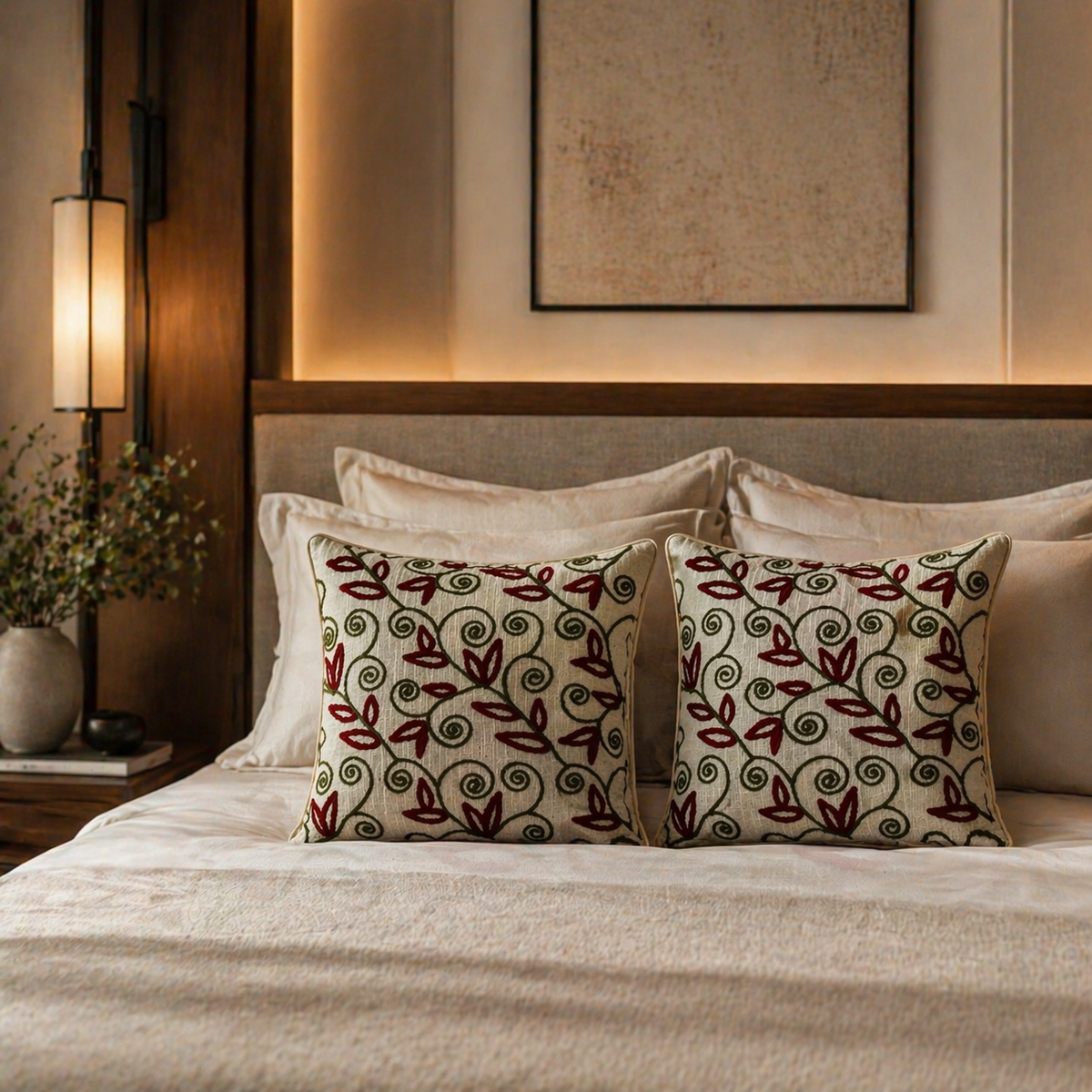 Gulnaar Handloom Embroidered Floral Cushion Cover