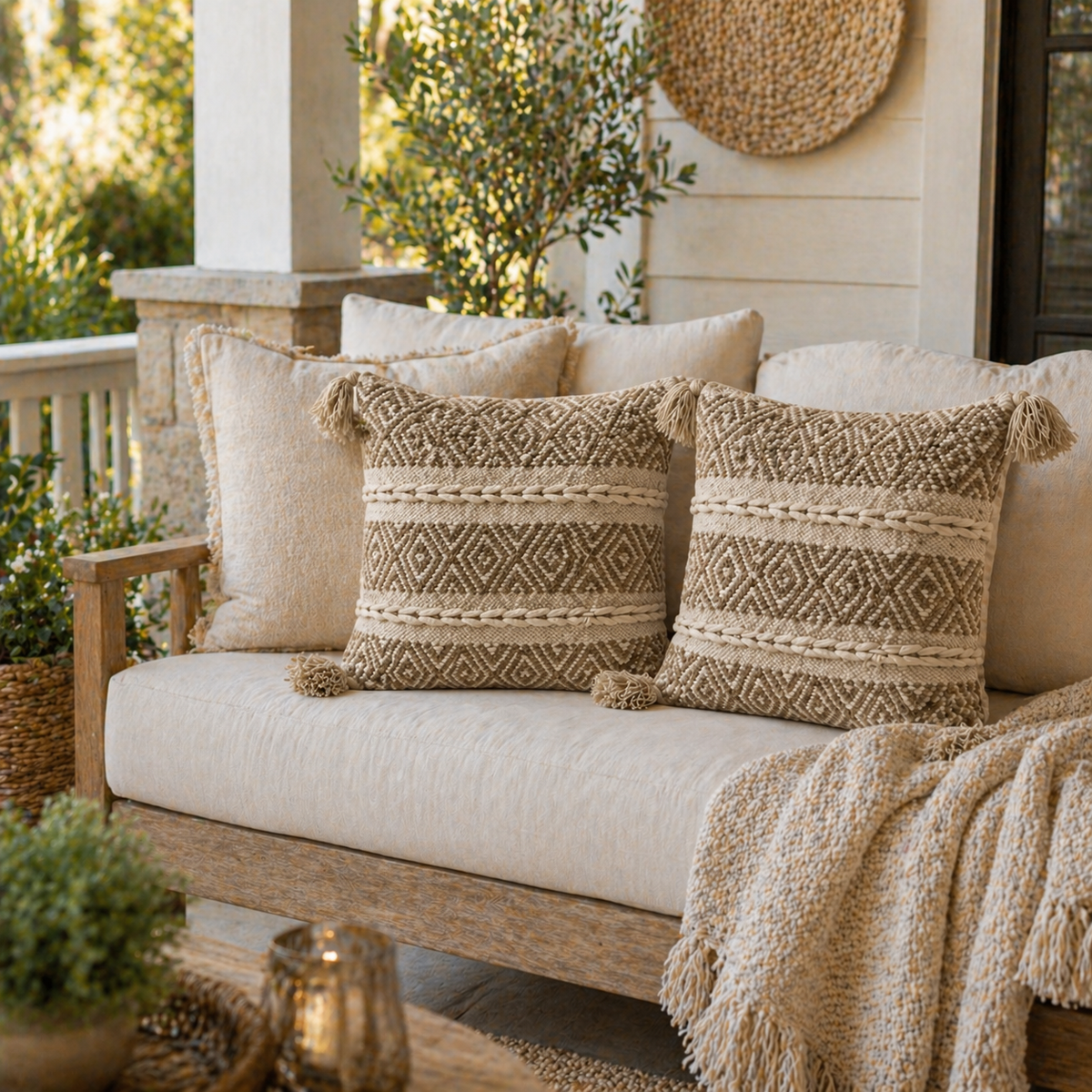 Raina Handloom Textured Geometric Cushion Cover