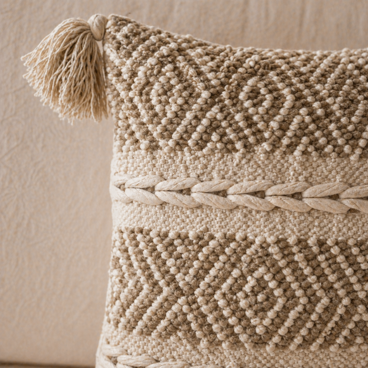 Raina Handloom Textured Geometric Cushion Cover