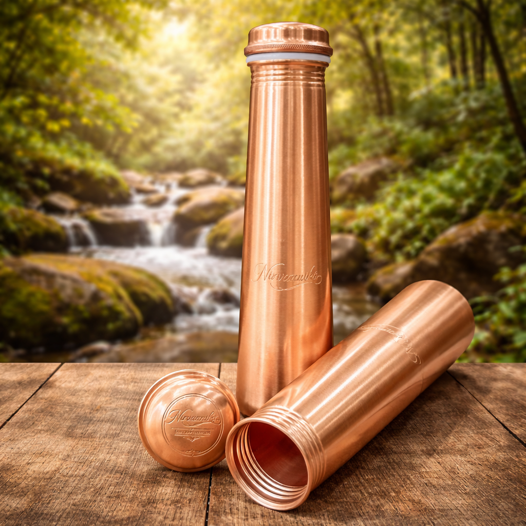 Saanjh Handcrafted Minimal Pure Copper Bottle