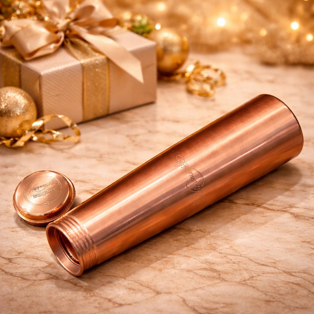 Saanjh Handcrafted Minimal Pure Copper Bottle