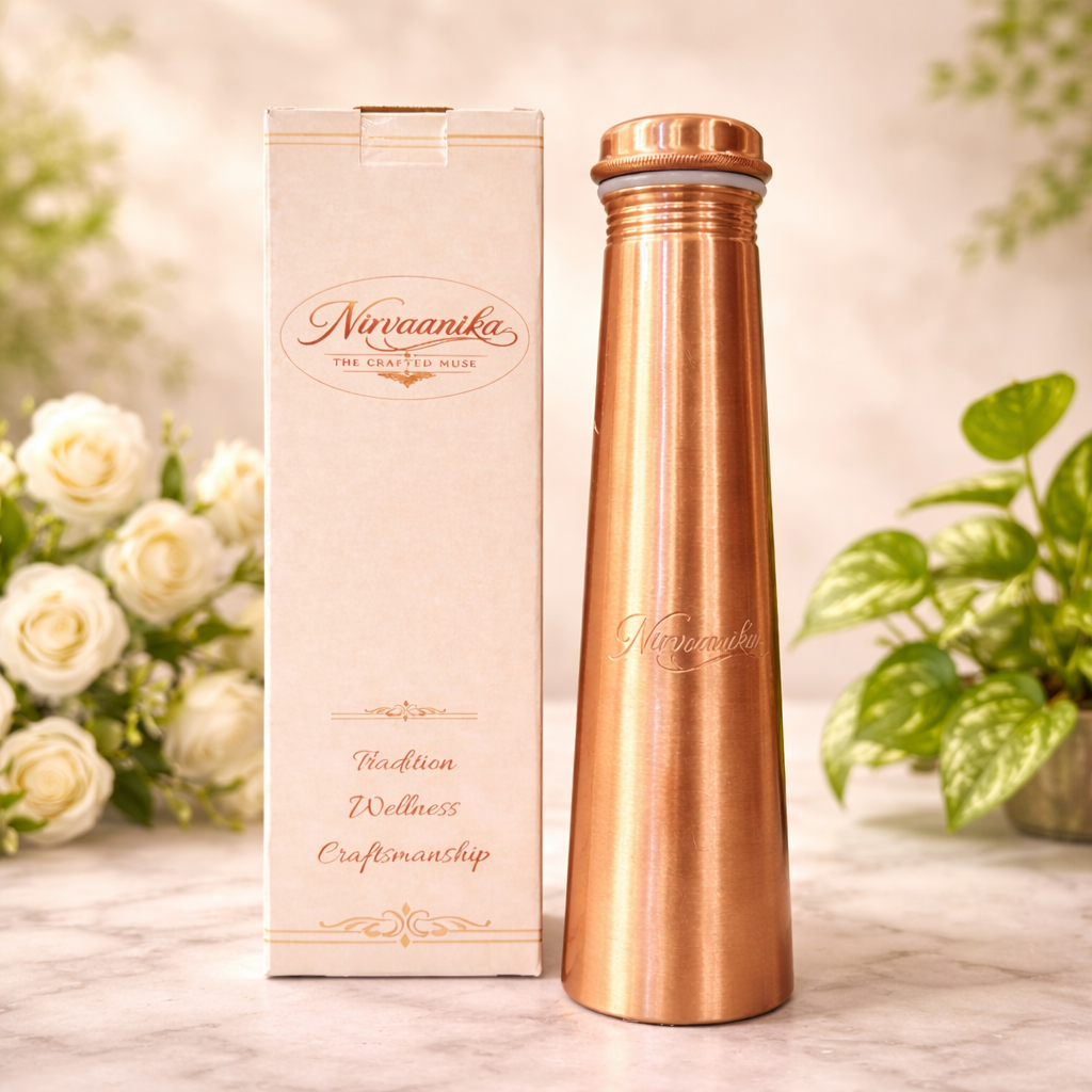 Saanjh Handcrafted Minimal Pure Copper Bottle