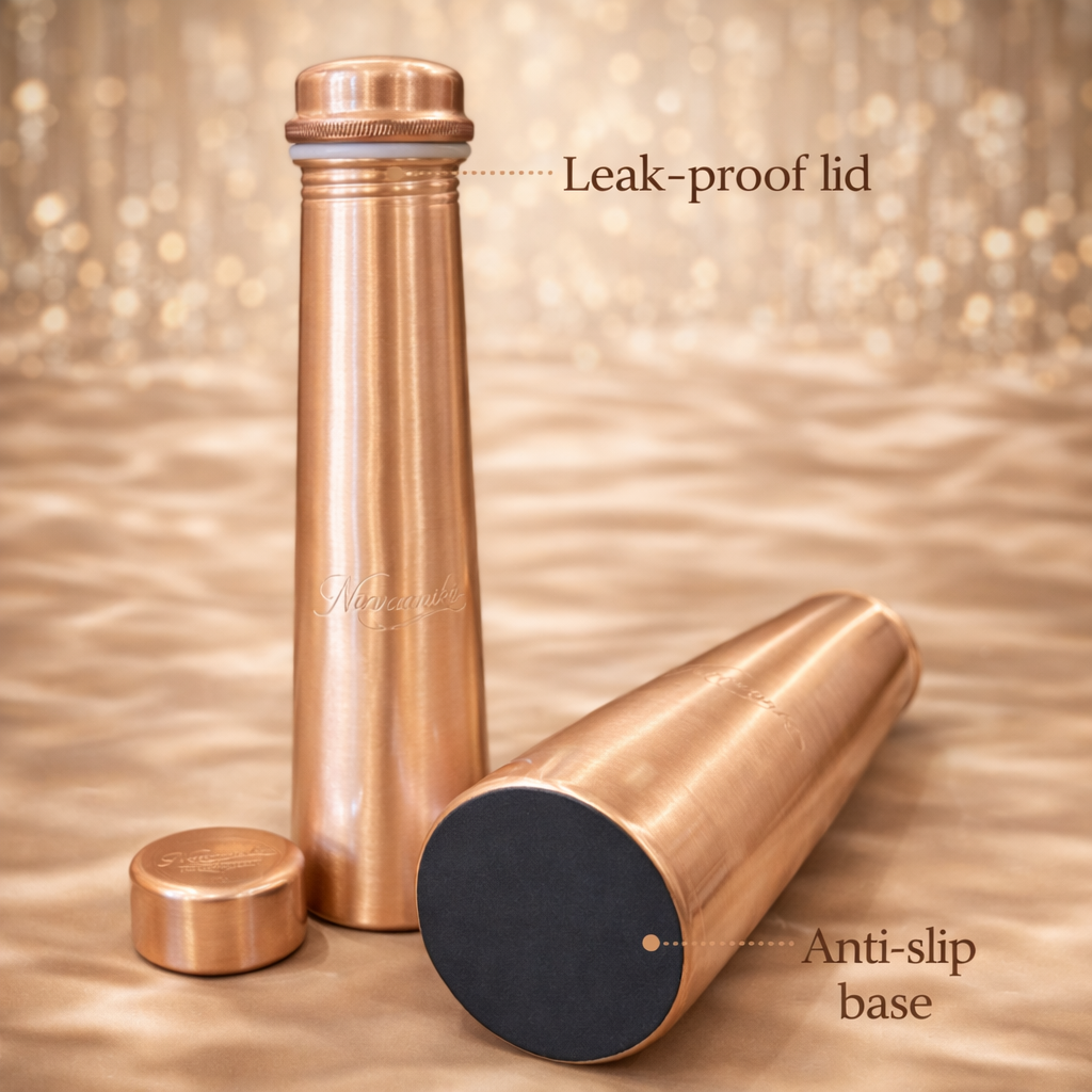Saanjh Handcrafted Minimal Pure Copper Bottle