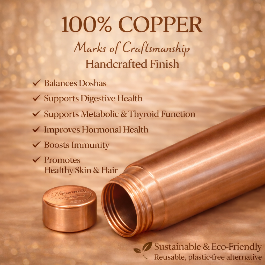 Saanjh Handcrafted Minimal Pure Copper Bottle