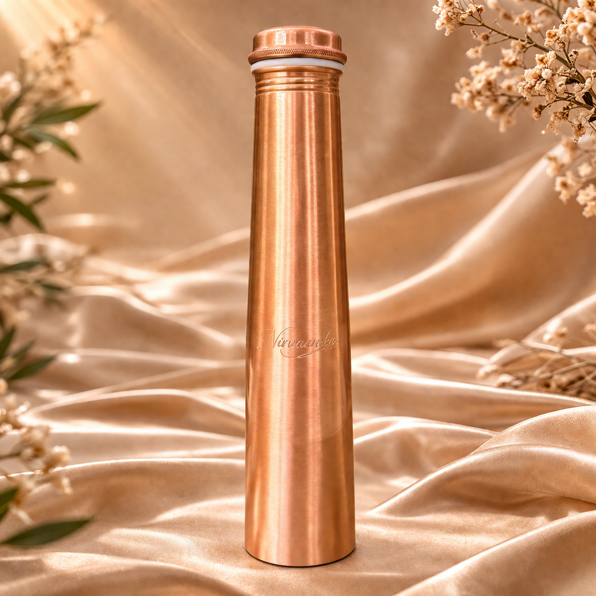 Saanjh Handcrafted Minimal Pure Copper Bottle
