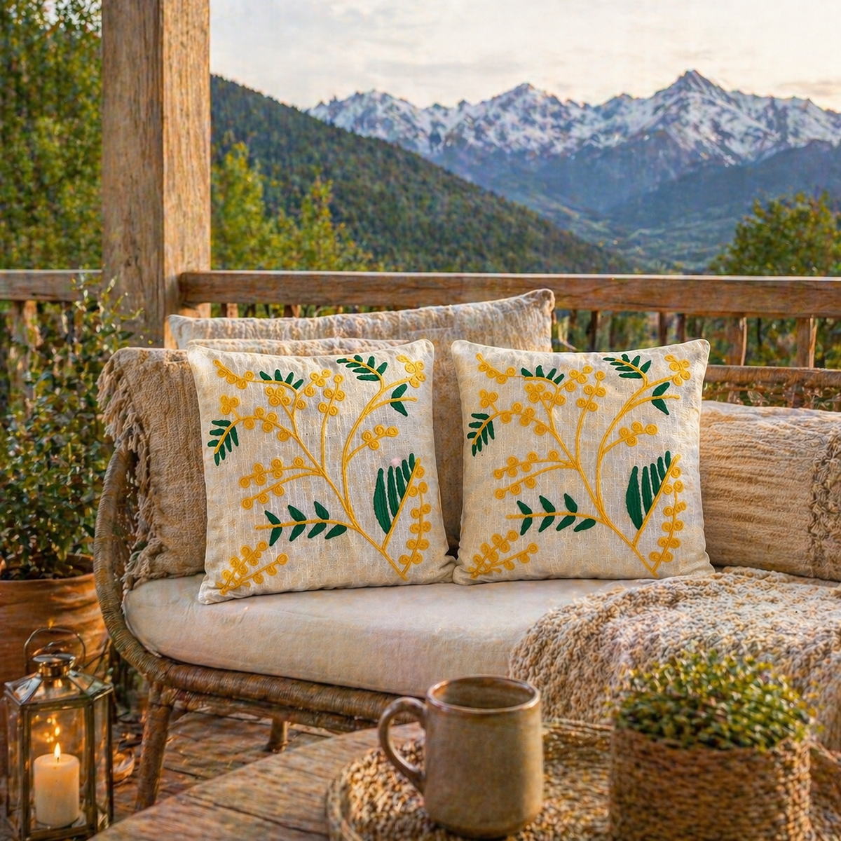 Vanya Handloom Embroidered Botanical Cushion Cover