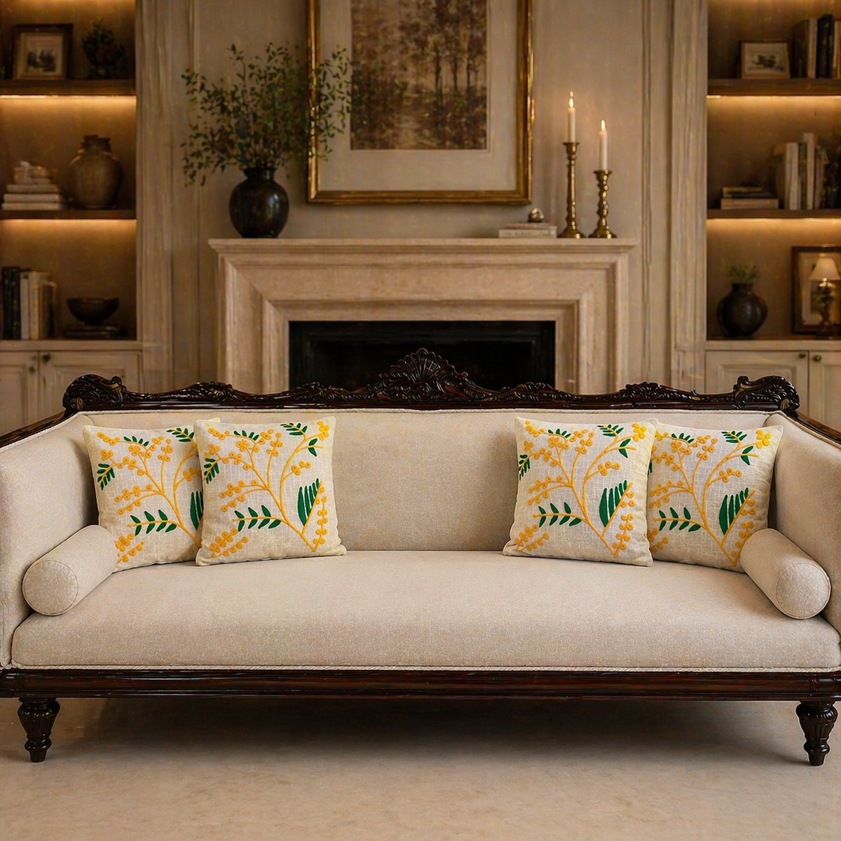 Vanya Handloom Embroidered Botanical Cushion Cover