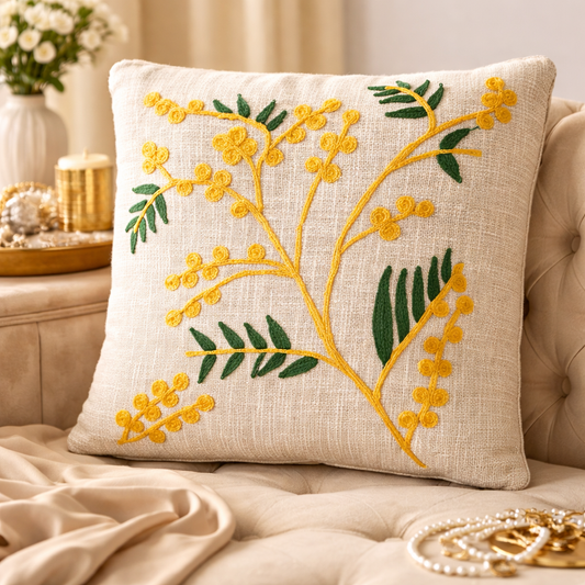 Vanya Handloom Embroidered Botanical Cushion Cover